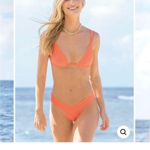 Maaji Popsicle Orange Camellia Sliding Triangle Bikini Top & Bottom